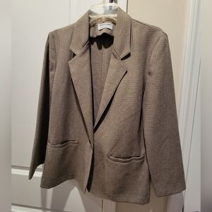 Alfred Dunner Houndstooth Blazer in Brown and Cream